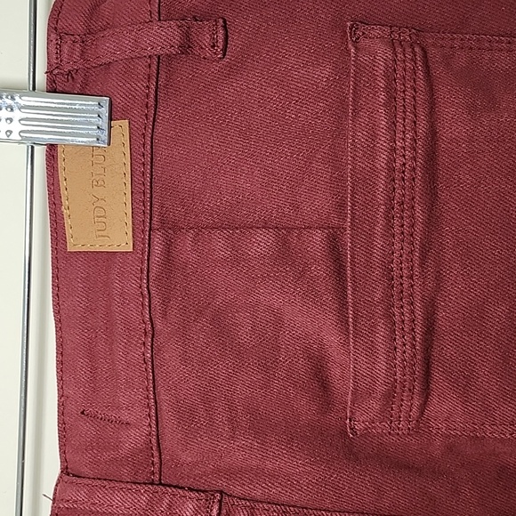 Judy BlueHigh Waist Burgundy Front Seam Straight Leg Jean Size 728 - Picture 12 of 16